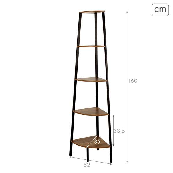 Max Home Estantería de Esquina 5 Baldas 35x35x160 cm de Hierro y MDF