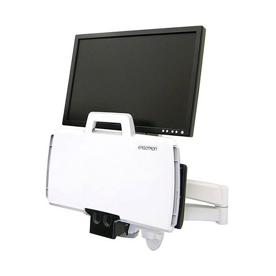 Ergotron Serie 200 Combo Arm Blanco para Montaje de Pared, Soporta LCD hasta 61 cm (24 pulgadas), Mango para Teclado y Mouse, Incluye Reposamuñecas y Lector de Código de Barras