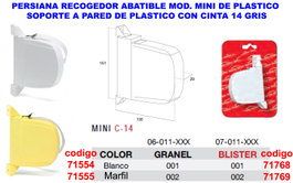 Persiana Recolectable Abatible Mini de Plástico Marfil con Cinta Gris