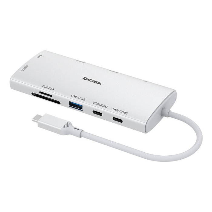 D-Link DUP-A01 Hub USB-C 10 en 1, 100W PD, 2x HDMI 4K 60Hz, Ethernet Gigabit, 10 Gbps, Lector SD/microSD, Conectividad para Portátil