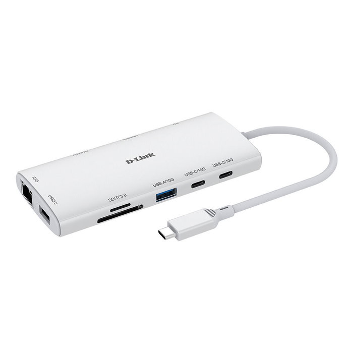 D-Link DUP-A01 Hub USB-C 10 en 1, 100W PD, 2x HDMI 4K 60Hz, Ethernet Gigabit, 10 Gbps, Lector SD/microSD, Conectividad para Portátil