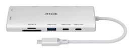 D-Link DUP-A01 Hub USB-C 10 en 1 con 2x HDMI 4K, Ethernet y PD 100W - Blanco