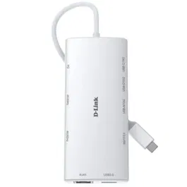 D-Link DUP-A01 Hub USB-C 10 en 1 con 2 HDMI 4K, 10Gbps, USB-C PD 100W, Ethernet RJ45, Lector SD/MicroSD Blanco