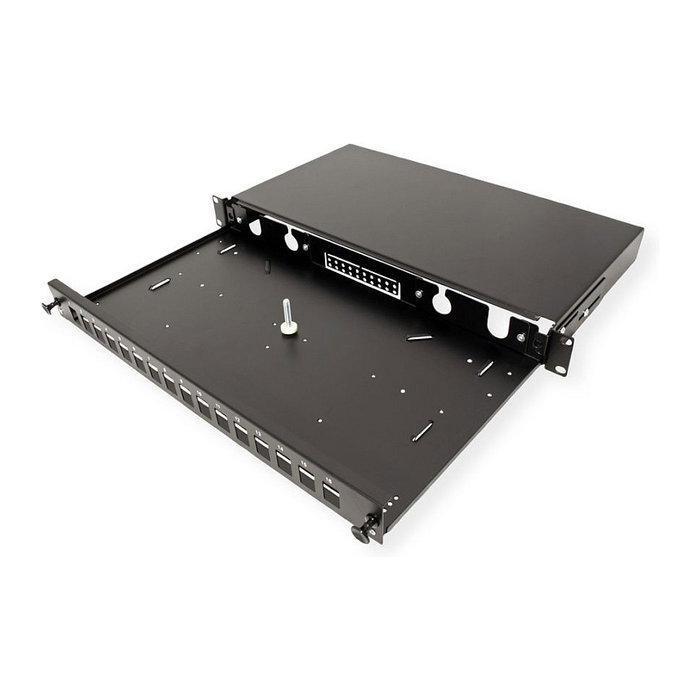 ROLINE 21.17.0351 Panel de conexión tipo-D para 16 módulos Keystone de fibra óptica, Negro