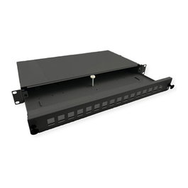 ROLINE 21.17.0351 Panel de conexión tipo-D para 16 módulos Keystone de fibra óptica, Negro