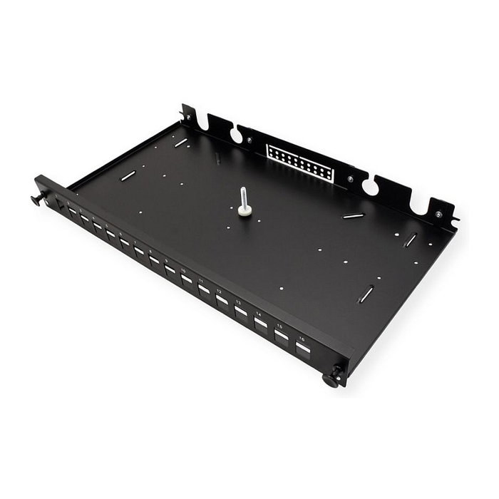 ROLINE 21.17.0351 Panel de conexión tipo-D para 16 módulos Keystone de fibra óptica, Negro