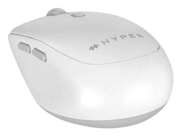 Hyper Mouse Bluetooth 5.0, 3 Dispositivos, DPI Ajustable, 1 x AA, Blanco/Gris