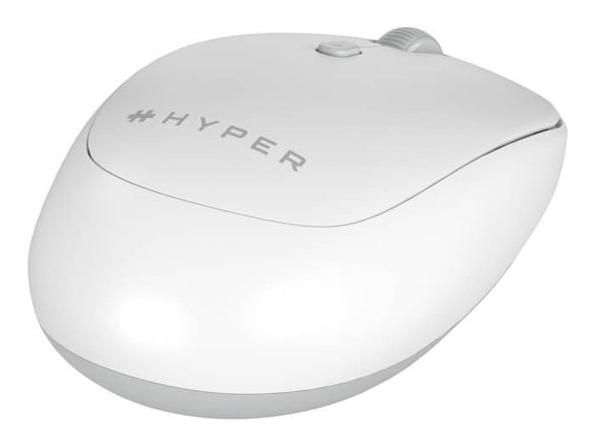 Hyper Mouse Bluetooth 5.0, 3 Dispositivos, DPI Ajustable, 1 x AA, Blanco/Gris