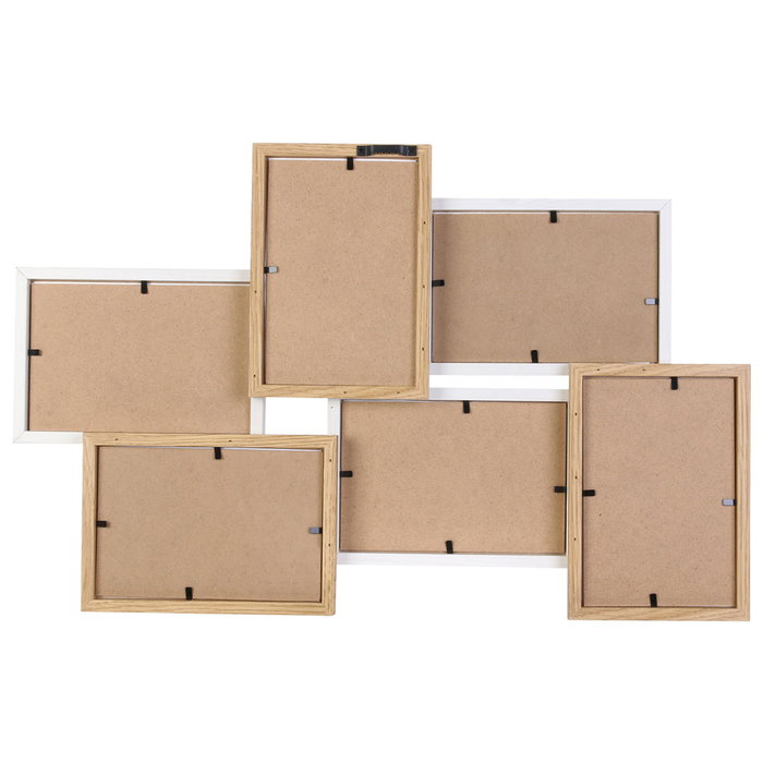 Home Deco Factory Marco para 6 Fotos Madera Blanco Colección Essentiel Decoración Paredes 49x3,4x31,5 cm