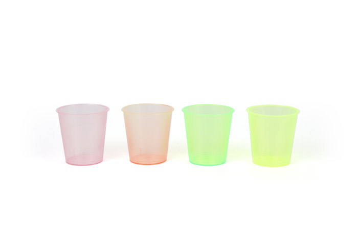 Algon Set 24 Vasos Chupito PP 30 ml Colores 4 cm ø (24 Unidades)
