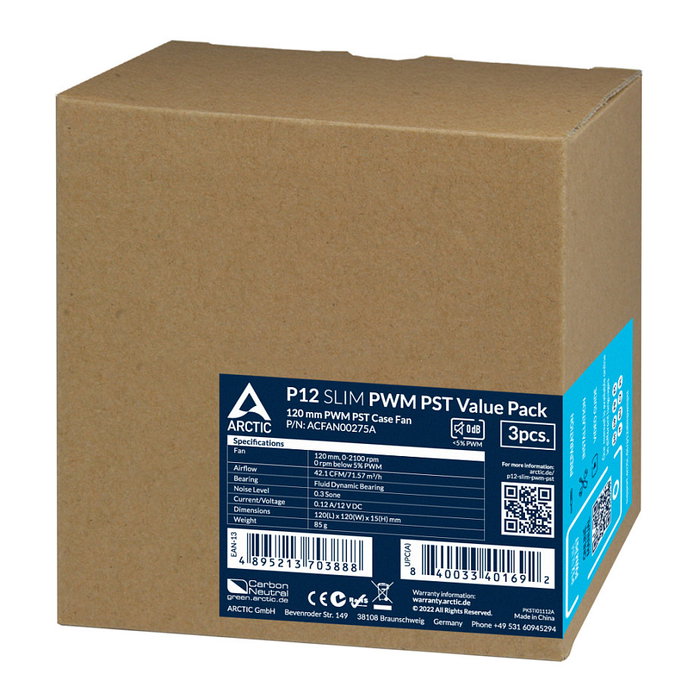ARCTIC P12 Slim PWM PST Value Pack de 3 unidades ARCTIC P12 Slim PWM PST Value Pack de 3 unidades