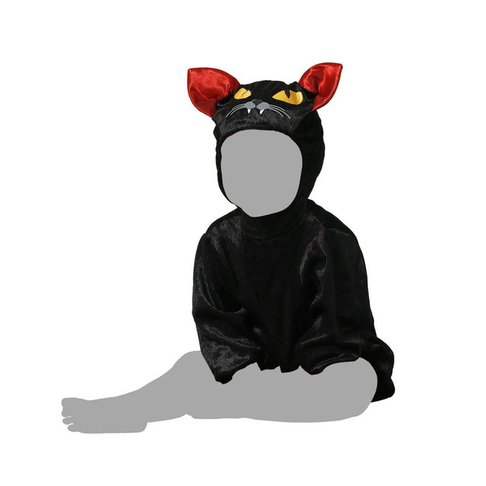 Disfraz de Gato Negro Unisex con Capucha y Orejas - 24 Meses