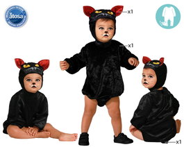 Disfraz de Gato Negro Unisex con Capucha y Orejas - 24 Meses