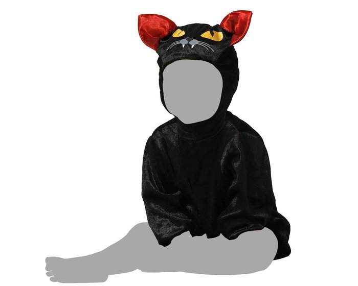 Disfraz Gato Negro Bebé Con Capucha De Orejas Y Ojos Amarillos 24 Meses Halloween Unisex Negro Polyester