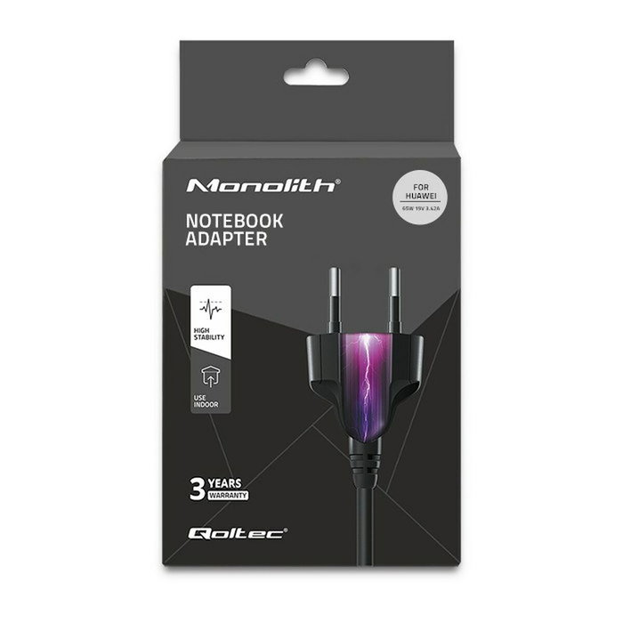 Qoltec Cargador para Huawei 65W 19V 3.42A 4.0*1.7 mm con cable de alimentación