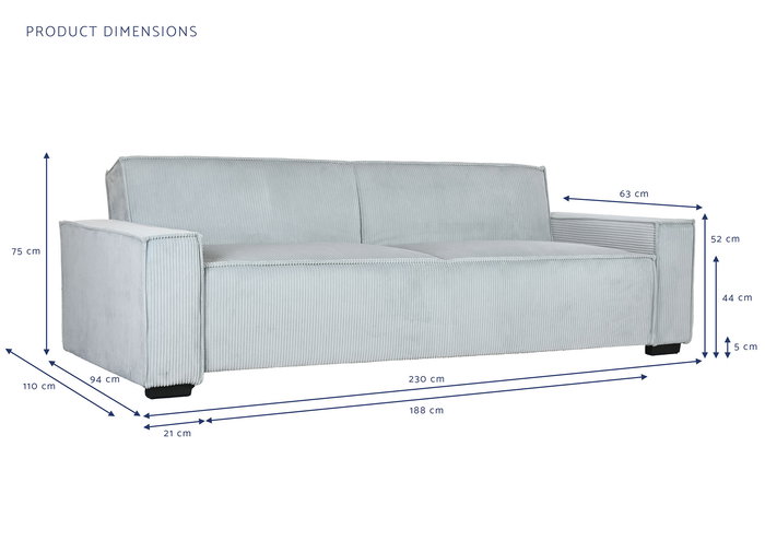 DKD Home Decor Sofá Cama Moderno Verde Menta Poliéster 94 x 75 x 230 cm