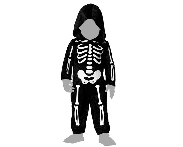 Disfraz de Esqueleto con Capucha para Bebé Unisex 24 Meses, Blanco y Negro - Halloween