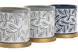 DKD Home Decor Maceta Shabby Gris Verde 13x14x13 cm (12 Unidades)