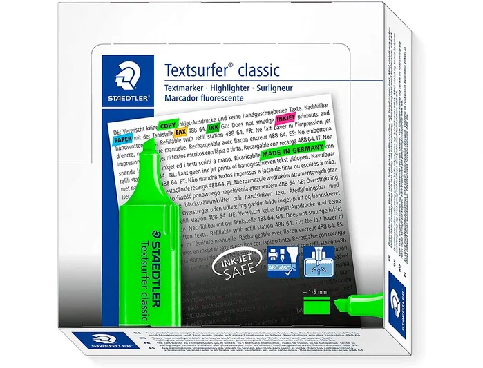 Staedtler Textsurfer Classic Marcador Fluorescente Verde (Set de 10) Staedtler Textsurfer Classic Marcador Fluorescente Verde (Set de 10)