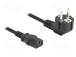DeLOCK Cable de alimentación 81567 con enchufe CEE 7/7 angular de 90° y conector C13, 2 m, Negro