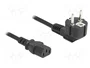 DeLOCK Cable de alimentación 81567 con enchufe CEE 7/7 angular de 90° y conector C13, 2 m, Negro