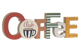 DKD Home Decor Decoración MDF Multicolor COFFEE CLUB