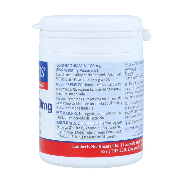 Lamberts Vitamina B1 (Tiamina) 100 mg, 90 cápsulas