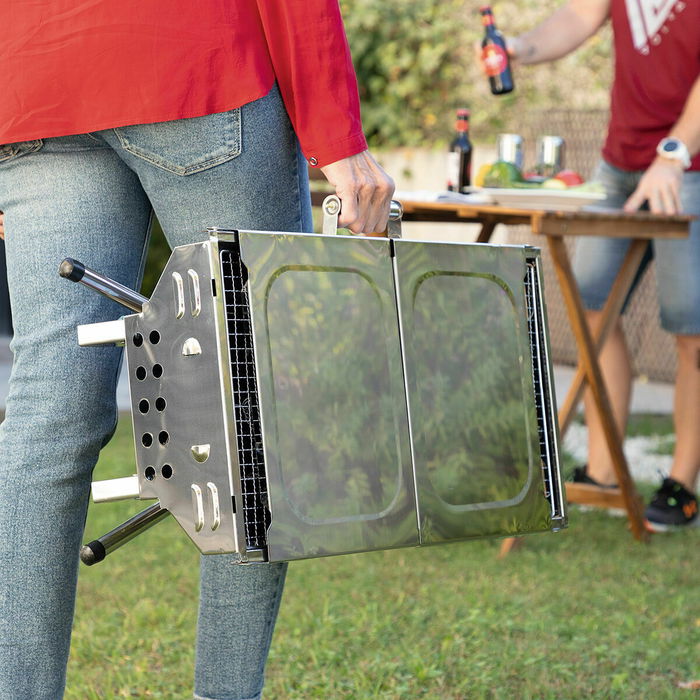 Pack Barbacoa Plegable de Acero Inoxidable para Carbón y Esterilla para Horno y Barbacoa InnovaGoods