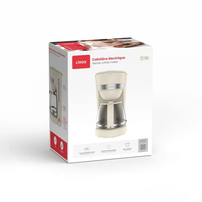 Livoo DOD200C Cafetera Eléctrica 750 W 1.25 L (10-12 Tazas) Color Blanco