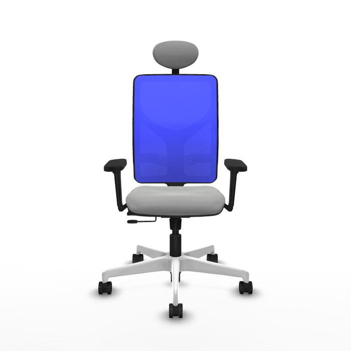 PIQUERAS Y CRESPO Silla de oficina Motilla con mecanismo Sincro/Traslack, Gris claro y Azul