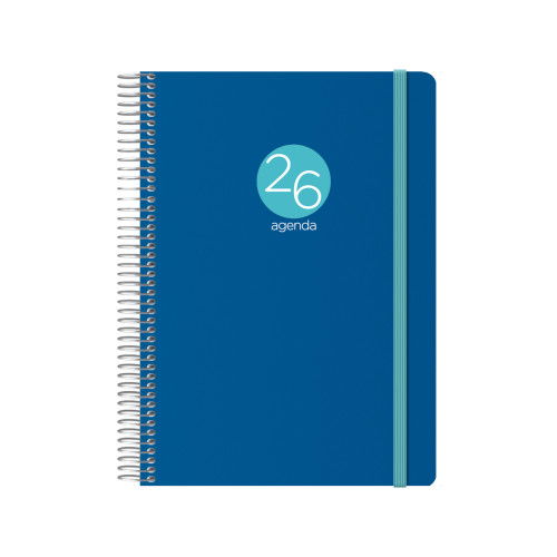 Agenda Anual (2026) Dohe Memphis Espiral Tapa Pp Con Goma 150X210 D/P Azul
