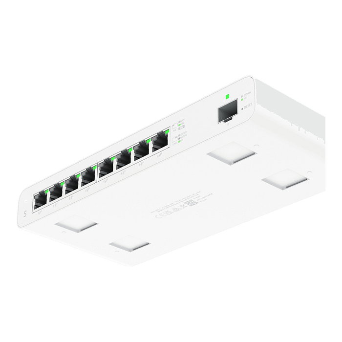 Ubiquiti UISP-S PoE Switch de red gestionado L2, 8 puertos Gigabit Ethernet (10/100/1000) con PoE pasiva, 1 puerto SFP, color blanco