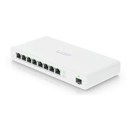 Ubiquiti UISP-S PoE Switch de red gestionado L2, 8 puertos Gigabit Ethernet (10/100/1000) con PoE pasiva, 1 puerto SFP, color blanco