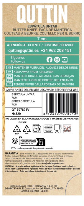 Quttin Espatula Untar 7 cm Bio (48 Unidades)