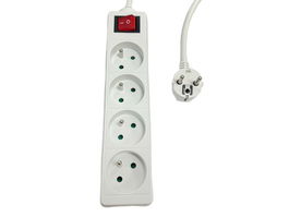 MicroConnect Regleta 4 Tomas con Interruptor Tipo E Francés 1.5m Blanca