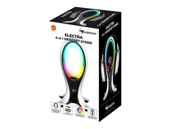 Wondee Soporte para Auriculares Gaming con Luz LED RGB Programable, 4 en 1 con Hub USB (2x USB-A, 1x USB-C) y Base para Figuras Wondee Soporte para Auriculares Gaming con Luz LED RGB Programable, 4 en 1 con Hub USB (2x USB-A, 1x USB-C) y Base para Figuras