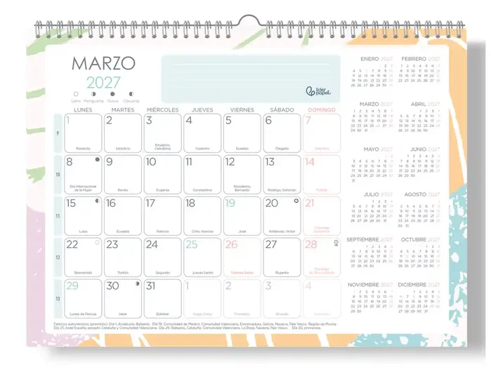 Liderpapel Planning calendario Teens 2027 44x32cm con pegatinas