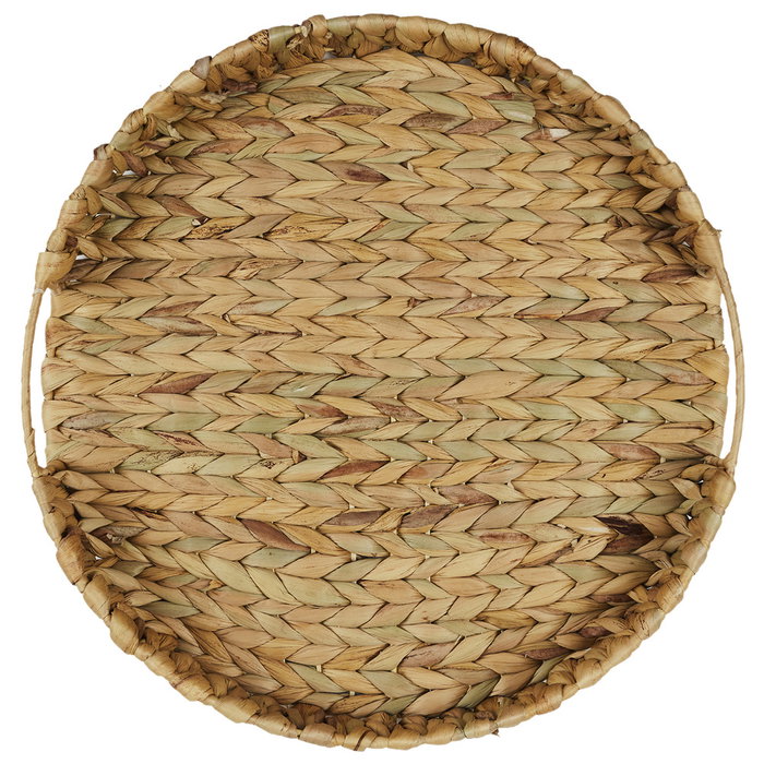 Home Deco Factory Bandeja Redonda Trenzada Vegetal Natural con Asas Diámetro 40 cm Colección Natural