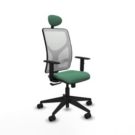 PIQUERAS Y CRESPO Silla de oficina Motilla con mecanismo Sincro, Verde esmeralda y Blanco