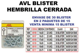Hembrilla/Cancamo Cerrada 16x30 Zincada 1526