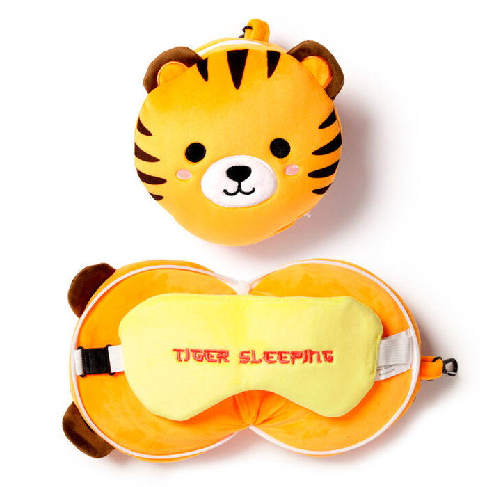 PUCKATOR Almohada Viaje Antifaz Tigre Adoramals Relaxeazzz 15x28x6cm PUCKATOR Almohada Viaje Antifaz Tigre Adoramals Relaxeazzz 15x28x6cm