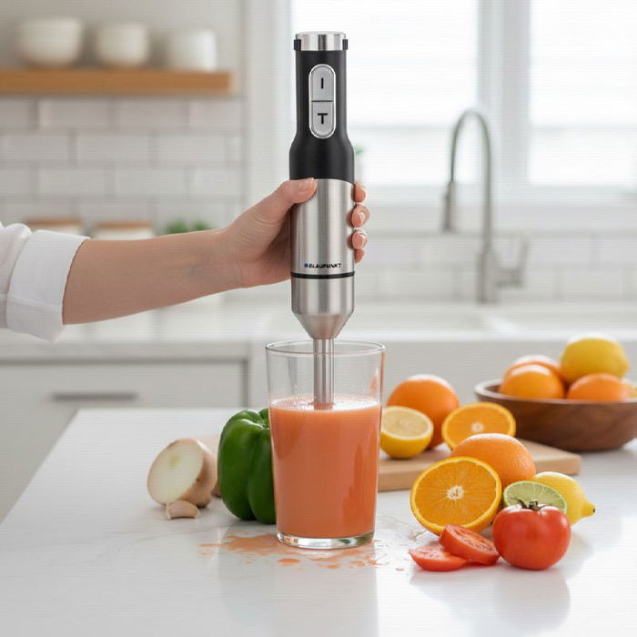 BLAUPUNKT Batidora de Varilla 1500W con Vaso de Acero Inoxidable, Selección de Velocidad y Botón Turbo