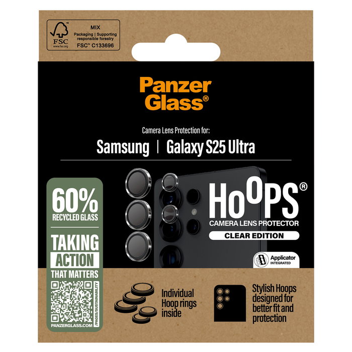 PanzerGlass Protector de Lente Hoops Clear para Samsung Galaxy S25 Ultra