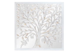 DKD Home Decor Decoración Pared Indio Blanco Cristal y MDF 120 x 120 x 3.5 cm