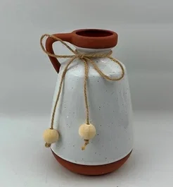 DKD Home Decor Jarrón de Cerámica Blanco 12x12x17,3 cm