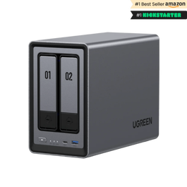 UGREEN NASync DXP2800 Sistema NAS Compacto de 2 Bahías, Intel N100, 8 GB DDR5, 2x SATA/M.2, RAID 0/1/JBOD, 2.5G Ethernet, Negro