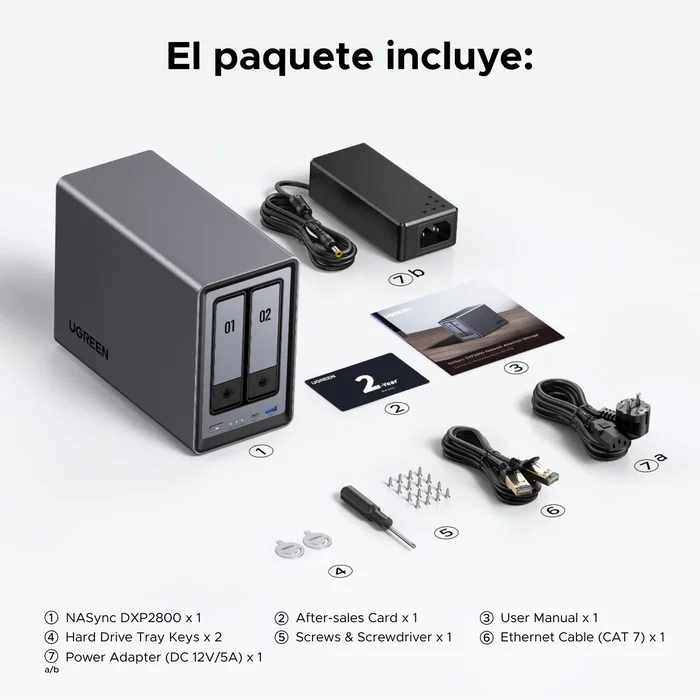 UGREEN NASync DXP2800 NAS de 2 bahías con Intel N100 y 8 GB DDR5