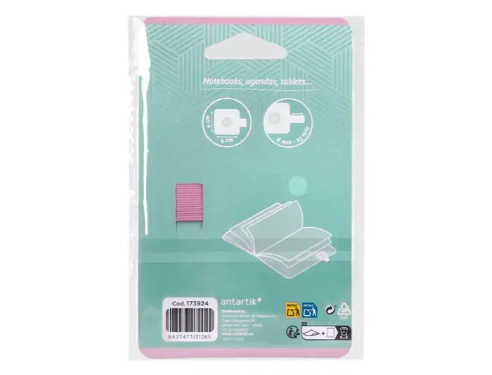 Antartik Portaboligrafo Autoadhesivo con Elastico hasta 15 mm Grosor, Turquesa y Rosa, Para Cuaderno Note