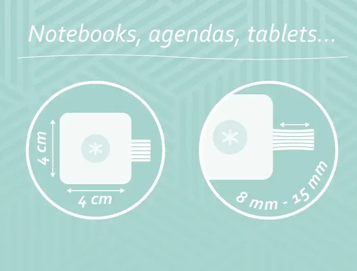 Antartik Portaboligrafo Autoadhesivo con Elastico hasta 15 mm Grosor, Turquesa y Rosa, Para Cuaderno Note