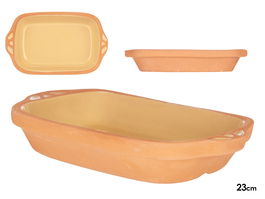 La Dehesa Cazuela Barro Rectangular con Asas 23 cm Amarillo para Horno y Microondas (Set de 8)